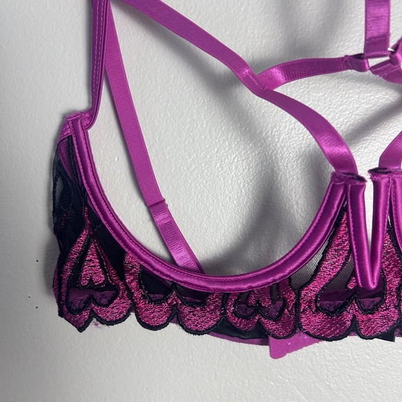 Fashion Nova Pink and Black Strappy Bra with Cage Design - Picture 2 of 4